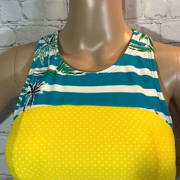 Lime Ricki Girls Tropical Colorblock Tankini M - Picture 2 of 16
